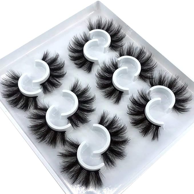 HBZGTLAD 6 Pairs Fluffy False Eyelashes Natural Faux Mink Strip 3D Lashes Pack (MDF-12)-GlimoraGlow