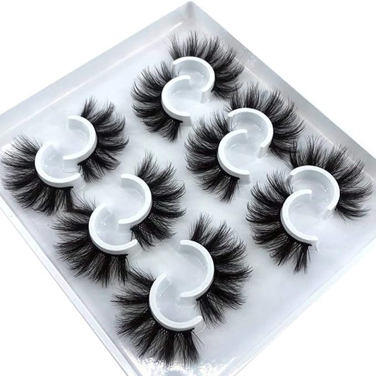 HBZGTLAD 6 Pairs Fluffy False Eyelashes Natural Faux Mink Strip 3D Lashes Pack (MDF-12)-GlimoraGlow