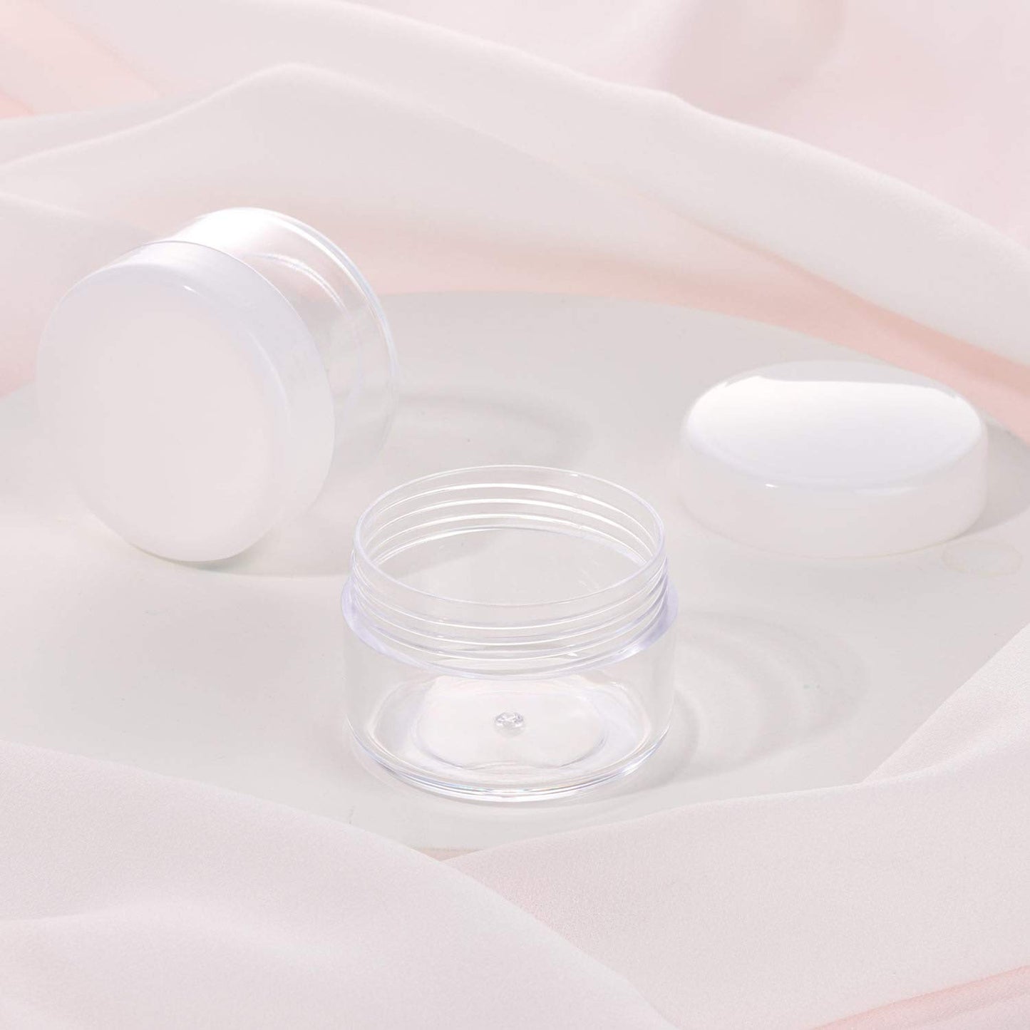 100 Count Empty Makeup Jars 15g Cosmetic Containers with Lids Leak Proof Sample Containers Refillable Plastic Containers - White-GlimoraGlow