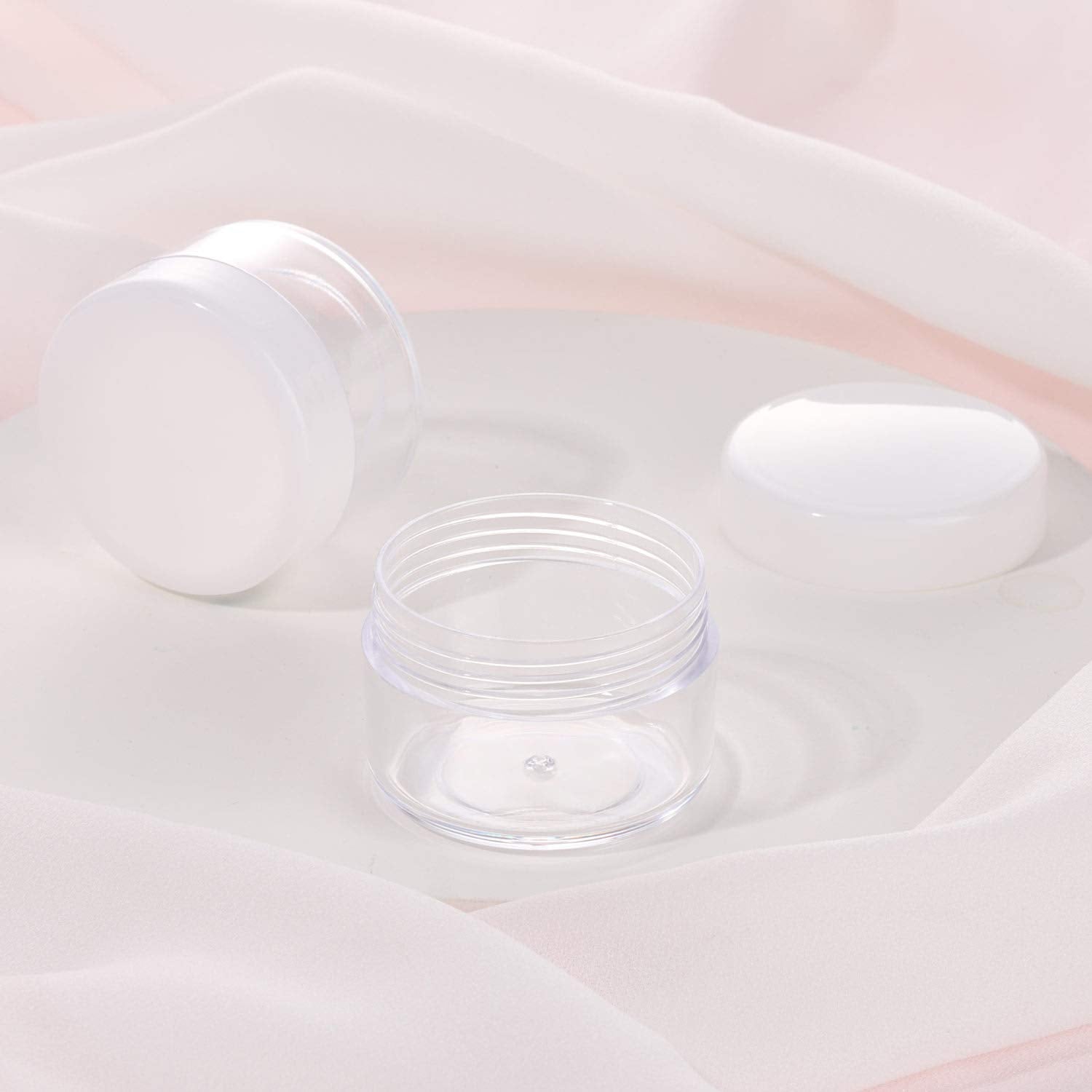 100 Count Empty Makeup Jars 15g Cosmetic Containers with Lids Leak Proof Sample Containers Refillable Plastic Containers - White-GlimoraGlow