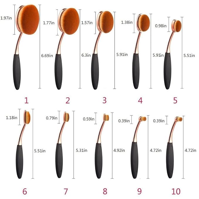 Yoseng Makeup Brushes Set 10Pcs Professional Oval Toothbrush Foundation Cream Contour Powder Blush Conceler Eyeliner Blending Brush New Fashionable Super Soft Cosmetic Brushes Tool with Box(Rose Gold)-GlimoraGlow
