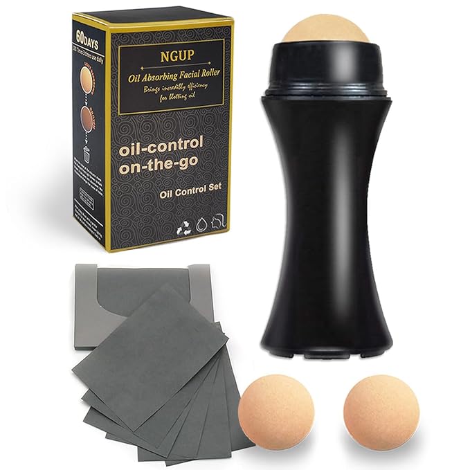 103 PCS Volcanic Roller Oily Skin Oil Control On The Go Volcanic Face Roller Oil Absorbing Volcanic Roller with Oil Blotting Sheet Paper for Oily Skin Care Oil Control Film Tissues(Type1)-GlimoraGlow