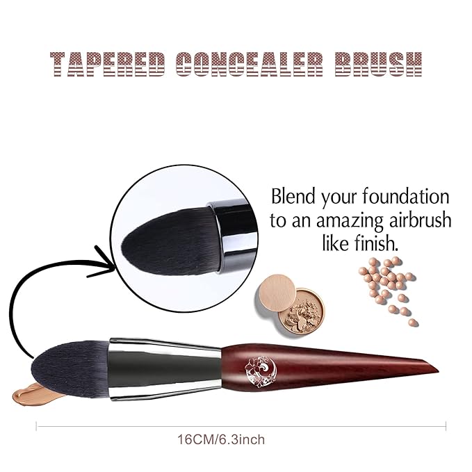 ENERGY Concealer Brush,Tapered Kabuki Foundation Makeup Brush for Under Eye Concealing Blending Liquid Cream Setting Powder Make Up for Full Coverage Cosmetic Applicator Soft Dense Makeup Tool-GlimoraGlow