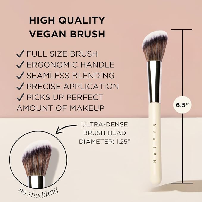 HALEYS Contour Brush VEGAN + CRUELTY-FREE, Angled & Tapered with Fluffy Bristles, Ideal for powder, cream, liquid, Use with blush, contour, bronzer, Sustainable Wood-GlimoraGlow