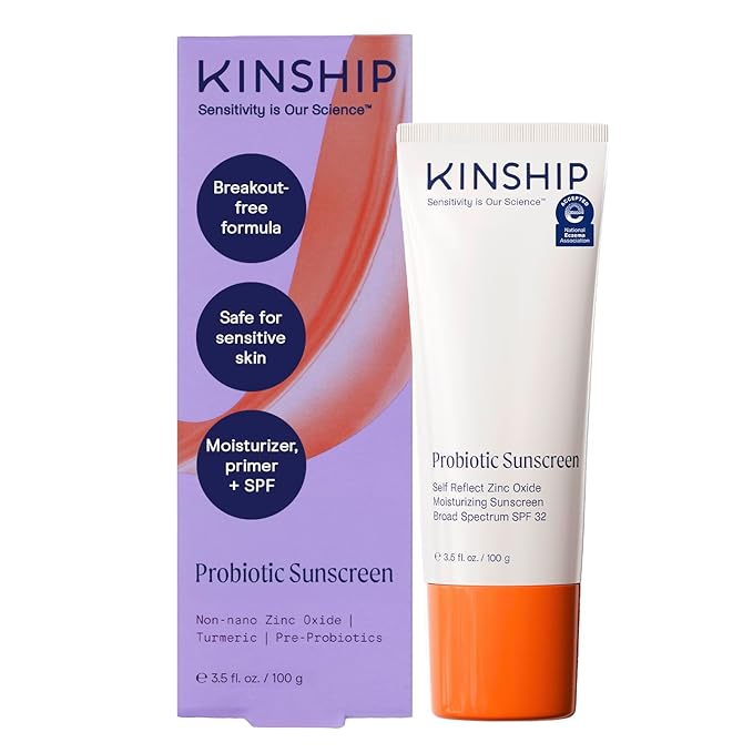 Kinship Zinc Oxide Mineral Sunscreen for Face Self Reflect SPF 32 | Vegan, Reef Safe, Non Toxic Eczema Sunscreen for Sensitive Skin | Sunblock Face Moisturizer with SPF (3.5 oz)-GlimoraGlow