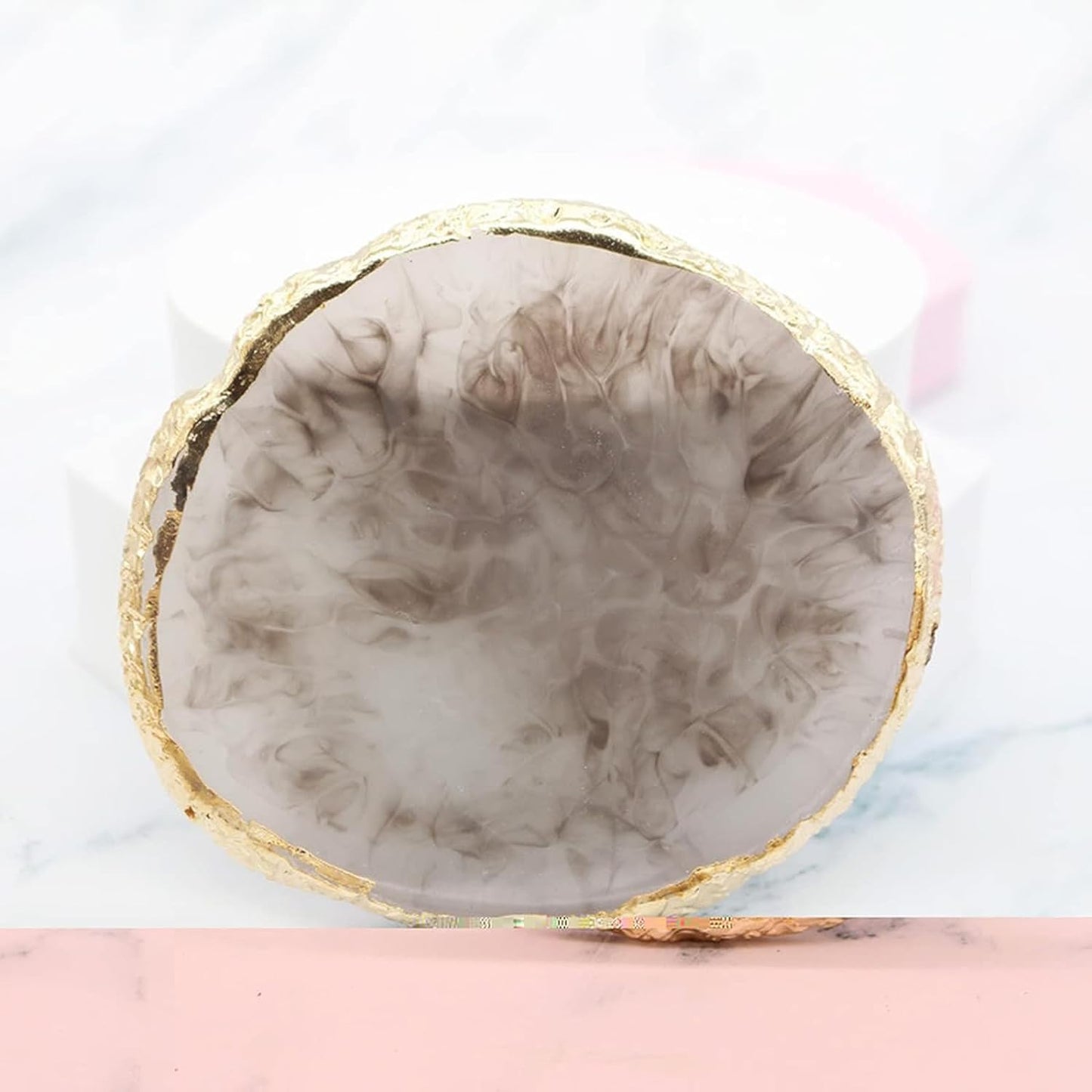 2 Pcs Resin Nail Palette Nail Polish Palette Nail Art Palette with Stainless Stirring Rod (Gray and Blue)-GlimoraGlow