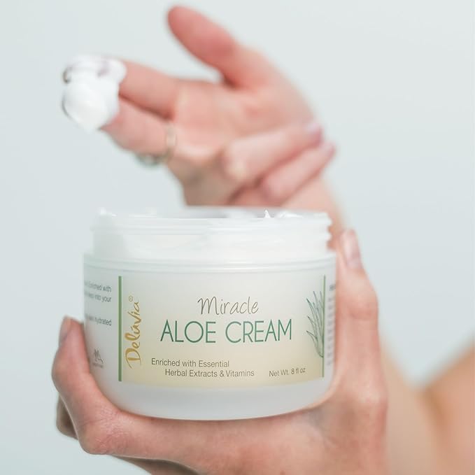 Deluvia Miracle Aloe Cream | Face & Body Moisturizer with Vitamin E & Organic Aloe Vera (2 Ounce (Pack of 1), Unscented)-GlimoraGlow