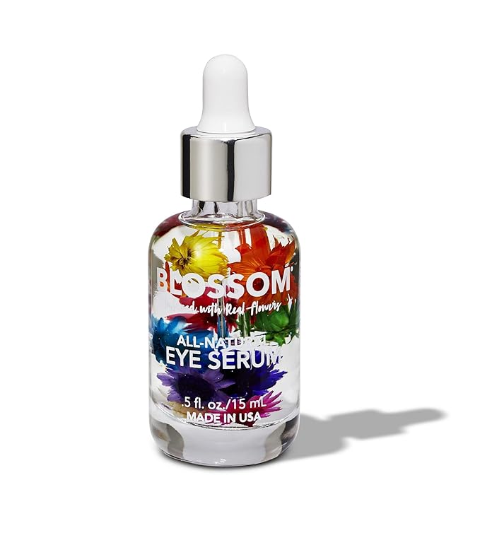 Blossom All Natural Organic Cruelty Free Moisturizing Eye Serum with Essential Oils, Infused with Real Flowers, Made in USA, 0.5 fl. oz., Spring Bouquet-GlimoraGlow