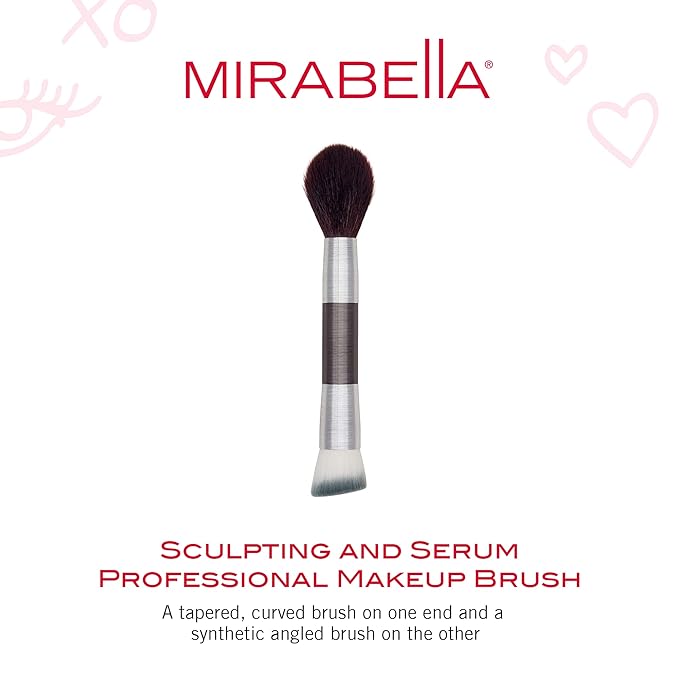 Mirabella Perfecting & Sculpting Duo Foundation Brush, Professional Makeup Brush Collection, Cruelty-Free Synthetic Bristle Brush, Hand-Sculpted Brushed Aluminum Handle Blending Brush for Makeup-GlimoraGlow