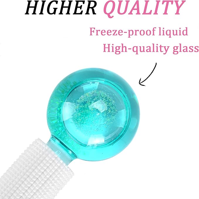 Ice Globes for Facials- Freezer Free Face Rollers with Essence for Daily Beauty Routines, Skin Massagers Globes Durable Quartz Glass for Reduce Puffiness Skin Cooling (Update Green)-GlimoraGlow