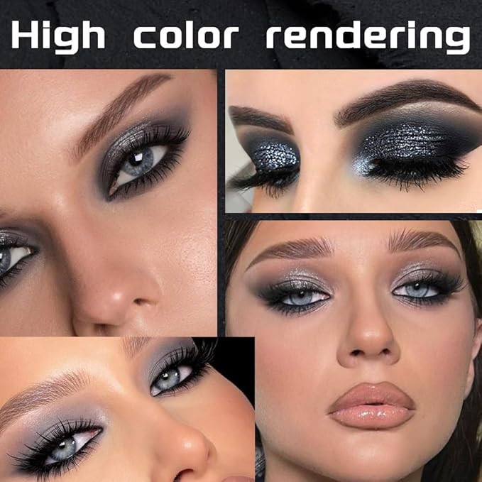 15 Colors Black Gray Silver Matte Shimmer Eyeshadow Palette for Eye Makeup,High Pigmented Brown White Eye Shadow Primers Powder Palet de sombras de ojos-GlimoraGlow