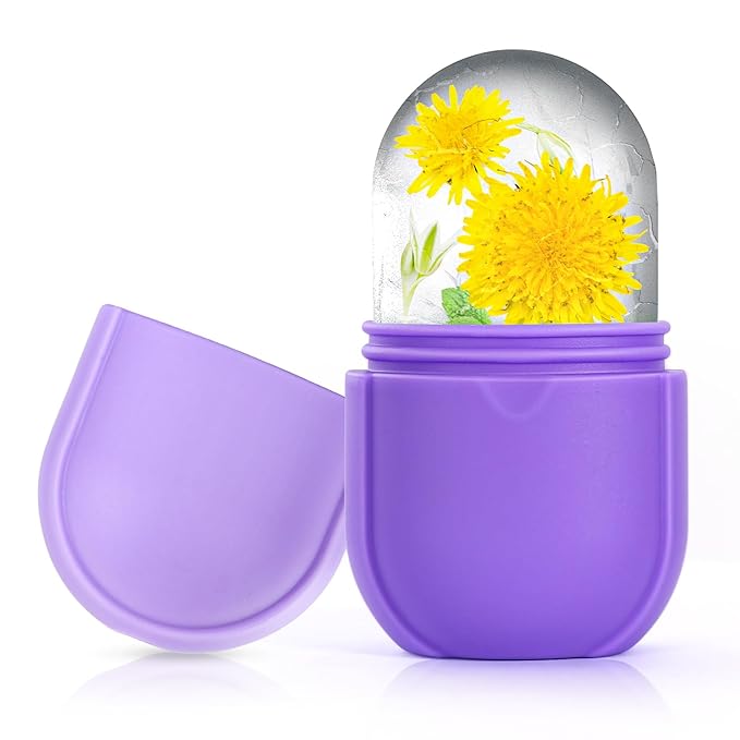 IMEASY Ice Roller for Face and Eye, Upgrated Skin Care Tools, Ice Facial Cube, Gua Sha Face Massage, Silicone Ice Mold for Face Beauty (Purple)-GlimoraGlow