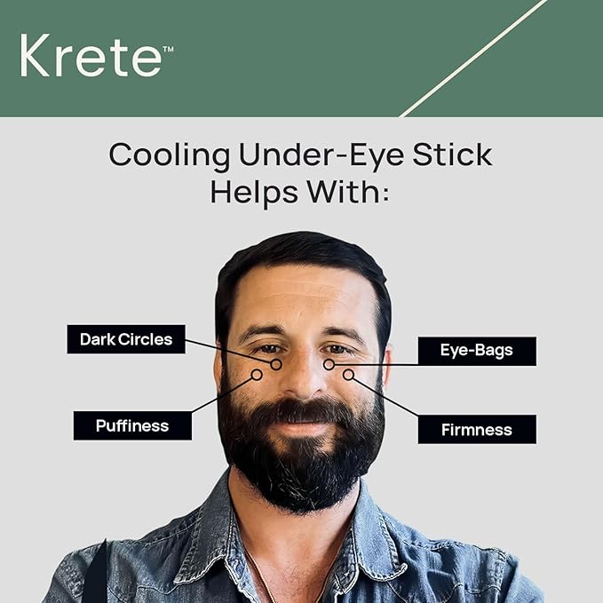 KRETE Cooling Under-Eye Stick with Liposomal Caffeine and Tripeptide-5 - Helps with Dark Circles and Puffiness, Vegan & Cruelty-Free, 15ml-GlimoraGlow