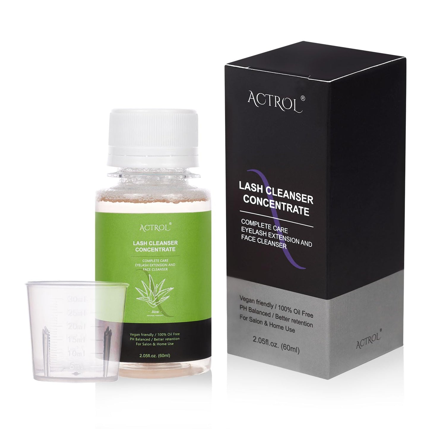 Eyelash Cleanser Concentrate 60ml Aloe Professional Lash Shampoo Foaming Cleanser DIY Wash for Extensions Lashes with Salon Home Care-Makes 6 Bottles-GlimoraGlow