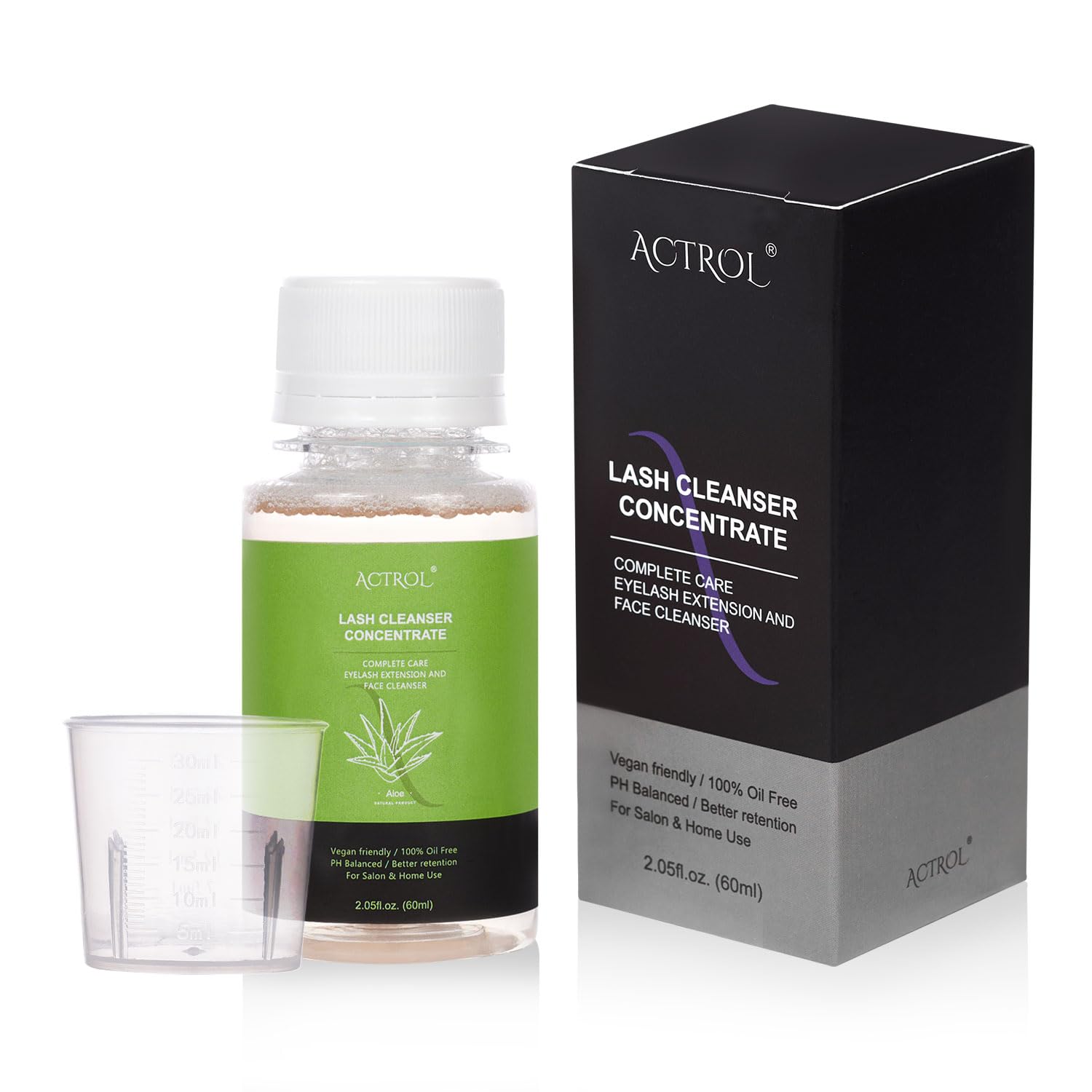 Eyelash Cleanser Concentrate 60ml Aloe Professional Lash Shampoo Foaming Cleanser DIY Wash for Extensions Lashes with Salon Home Care-Makes 6 Bottles-GlimoraGlow