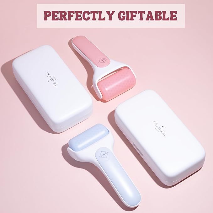 Facial Ice Roller for Face Premium with Carry Case and 2X Rollers for Long Lasting Cold - Eye Roller for Puffy Eyes & Cold Massage for Migraines (Ice Roller)-GlimoraGlow