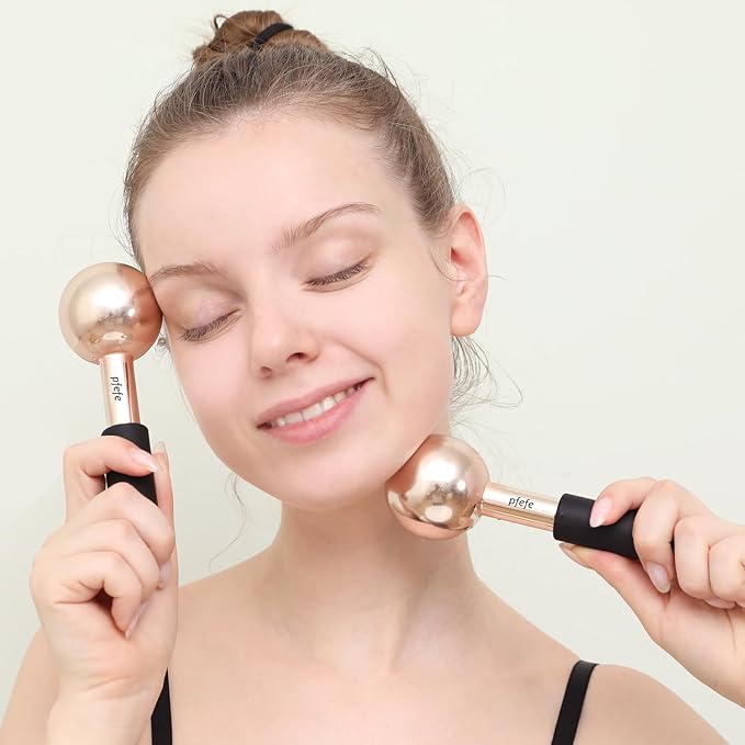 Ice Globes for Face & Eyes, Unbreakable Stainless Steel Cryo Sticks for Beauty Routines, Facials Cold Roller Colling Globes for Puffiness, Wrinkles, Dark Circles, Headaches-GlimoraGlow