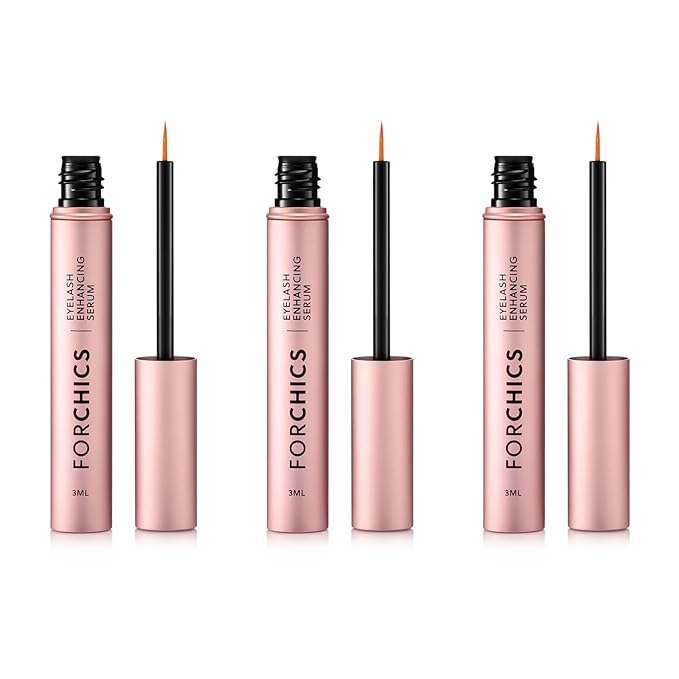 ForLash by ForChics: 3 Pack Ultimate Hormone- Free Eyelash Growth Serum for Enhanced Fuller, Thicker, Longer Lashes - Regrowth Booster, Organic Formula, Vegan & Cruelty-Free-GlimoraGlow