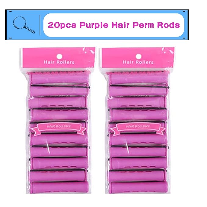 20pcs Women's Perm Rods Set for Natural Hair: 2 Sizes Cold Wave Hair Rollers for Curling and Styling All Hair Lengths - DIY Hairdressing Tools (Purple)-GlimoraGlow