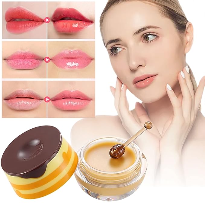 2 PCS Bee Lip Balm Lip Mask Honey Pot Honey Lip Mask Propolis Moisturizing Lip Balm with Stick - Hydrating Prevention Dry and Cracked Lip Scrubs Exfoliato Lip Wrinkle Skin Care Products-GlimoraGlow