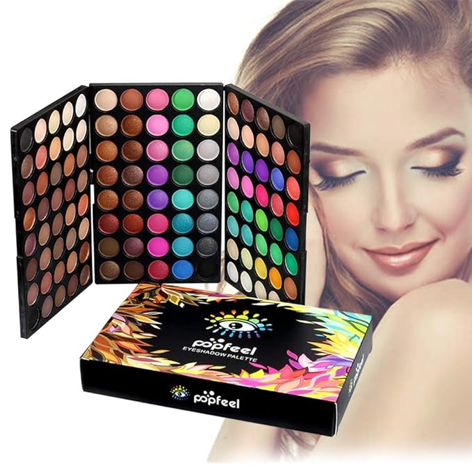 120 Colors Long Lasting Waterproof Highly Pigments Shiny Shimmers Glitter Eyeshadow Palette All in One Makeup Kits for Women Girls Holiday Make-up Gift Sets Xmas Essential Makeup Palette-GlimoraGlow