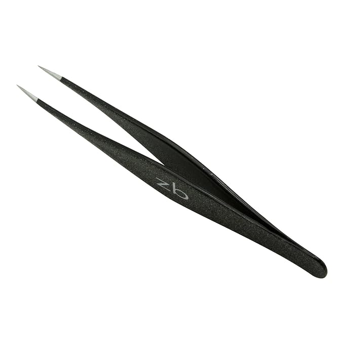 Ingrown Hair Tweezers by Zizzili Basics - Surgical Grade Stainless Steel Fine Pointed Tweezers - Precision Aligned Tips for Splinter, Eyebrow & Facial Hair Removal - with Bonus Tip Guard & Carry Pouch-GlimoraGlow