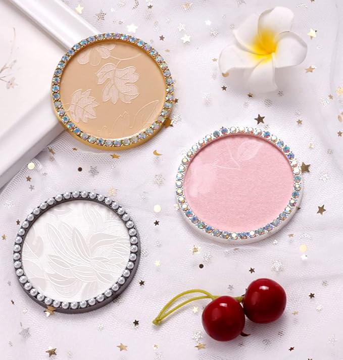 1 Pc Resin Nail Art Palette Nail Art Display Holder Round Inlay Rhinestone Makeup Palette Nail Painting Palette Gel Polish Colors Mixing Pallet (White)-GlimoraGlow
