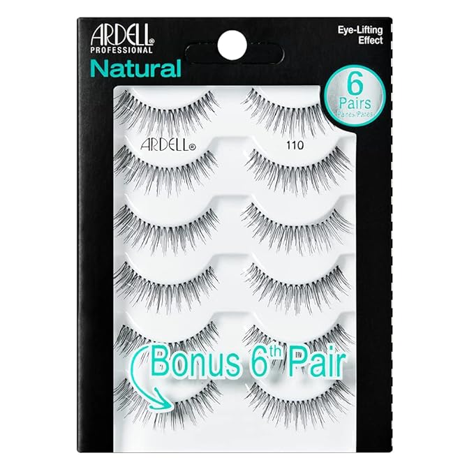 Ardell False Eyelashes, Natural 110, 5 pair + bonus pair Multipack for Eye-Lifting Effect-GlimoraGlow
