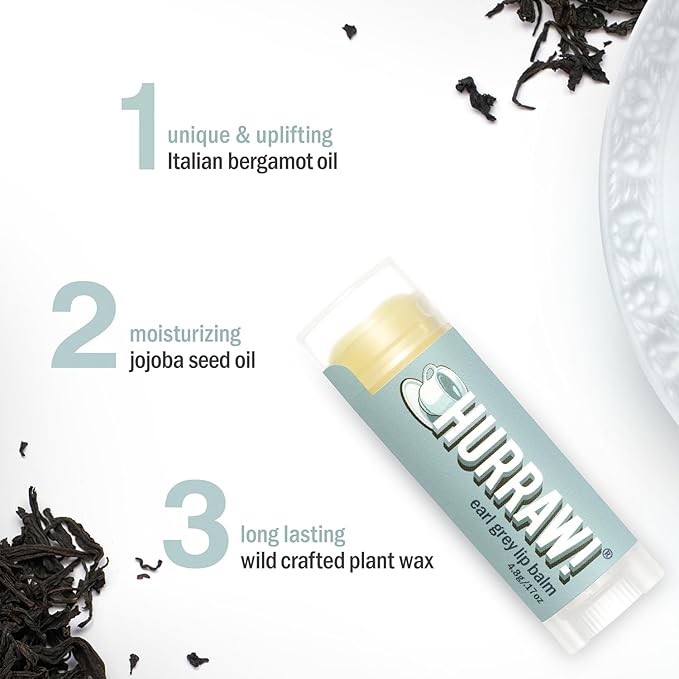 Hurraw! Earl Grey Lip Balm: Organic, Certified Vegan, Cruelty and Gluten Free. Non-GMO, 100% Natural Ingredients. Bee, Shea, Soy and Palm Free. Made in USA-GlimoraGlow