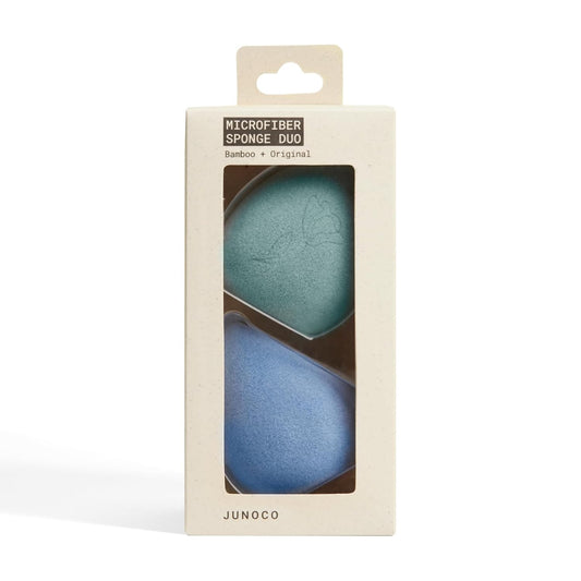 JUNO & Co. Microfiber Makeup Sponge, Dual Layer Technology for Full Coverage Flawless Makeup Blender for Foundation, Powder and Cream (2-Piece Color Duo: Blue and Green)-GlimoraGlow