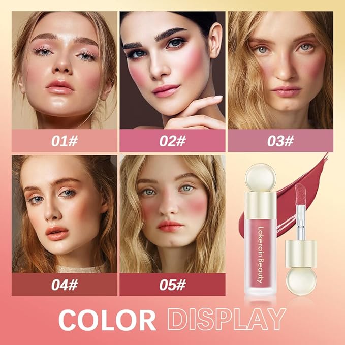 2 Colors Liquid Blush,Soft Cream Face Blush, Dewy Cheek Tint, Long Lasting Natural Matte Finish Looking,Moisturizing Lightweight Blendable Feel (02-HAPPY / 04 - LOVE)-GlimoraGlow