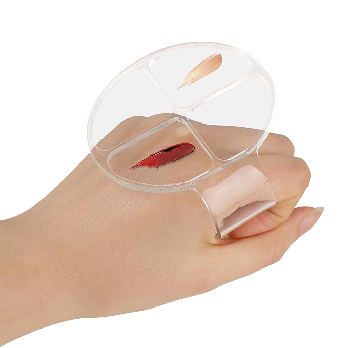 2 Pcs Makeup Hand Palette Foundation Palette Foundation Mixing Palette Hand-Held Nail Art Manicure Palette Clear Makeup Palette for Mixing Foundation Eye Shadow Nail Art-GlimoraGlow