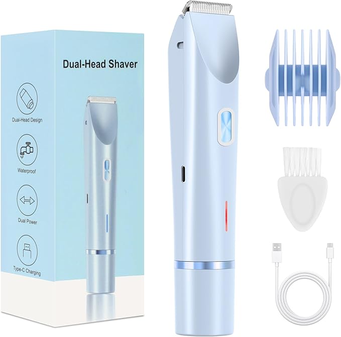 2025 New Bikini Trimmer for Women,Dermave Bikini Shaver,2-in-1 Electric Razors for Women(Blue)-GlimoraGlow