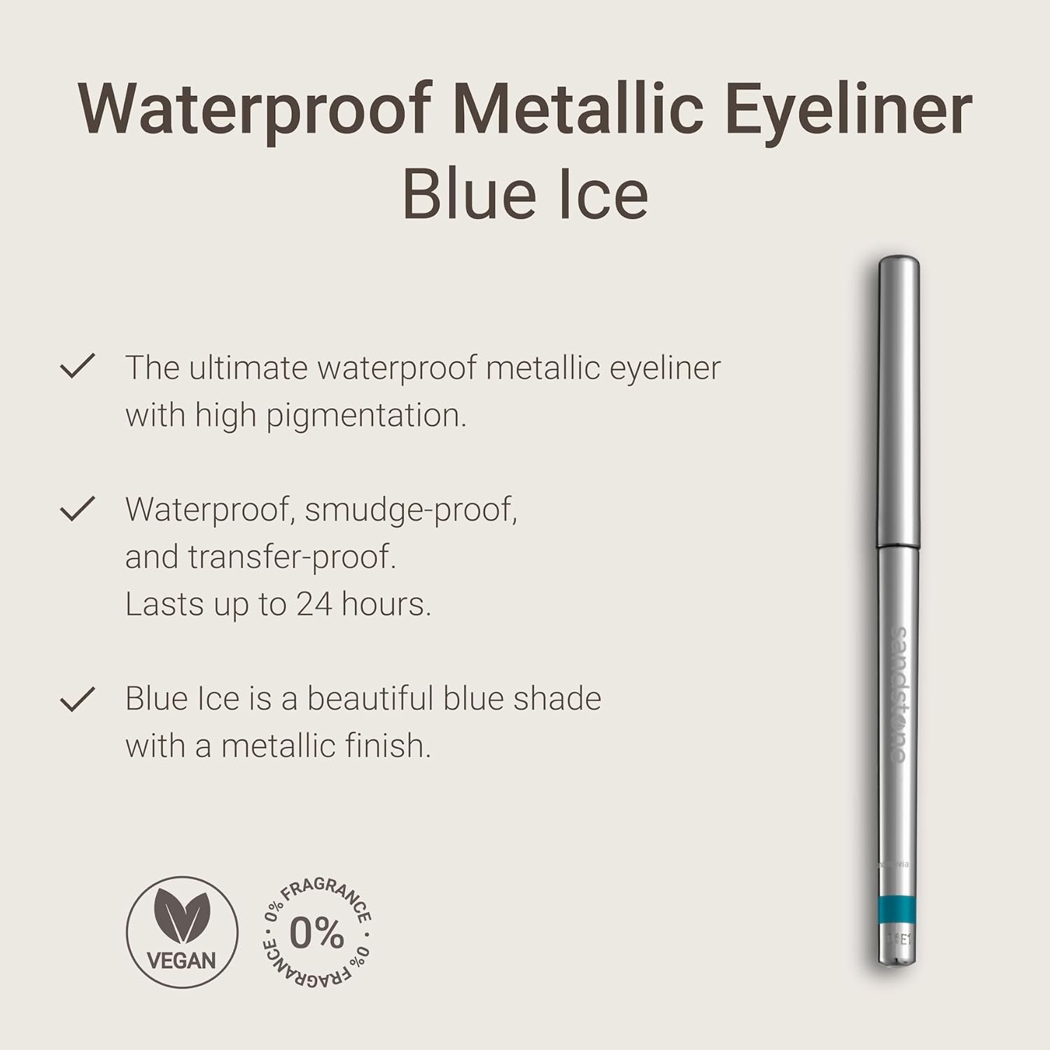 Hypoallergenic Waterproof Eyeliner - Fragrance Free Metallic Eye liner - Vegan and Cruelty Free Eye Pencil - Eyeliner Pencil for Sensitive Eyes (Blue Ice)-GlimoraGlow