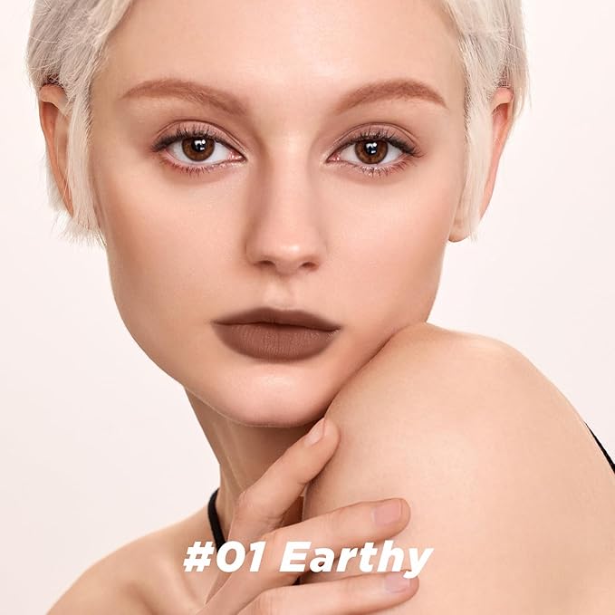 ITY Velvet Matte Finish Lip Stain-Mousse Textured Lip Clay, Nude Shade, Conceals Lip Lines, Rich Pigment Lip Tint Lipsticks, 0.14 oz (4g) in Earthy-GlimoraGlow