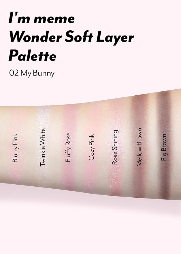I'M MEME Wonder Soft Layer Palette - 7 Shades | Portable Size, Versatile, Blendable, Neutral Colors with Soft Texture, 02 My Bunny, 0.23 Oz-GlimoraGlow