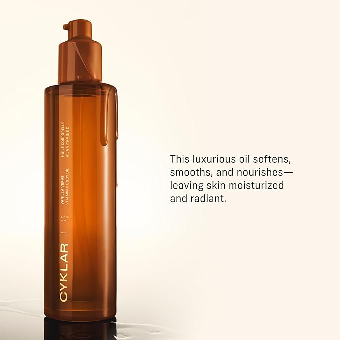 Vitamin C Body Oil for Women and Men. Moisturizing Vanilla Verve Scented Body Serum for Glowing Skin. Nourishing, Hydrating After-Shower and Bath Skin Care Moisturizer, 4.2 Fl Oz-GlimoraGlow