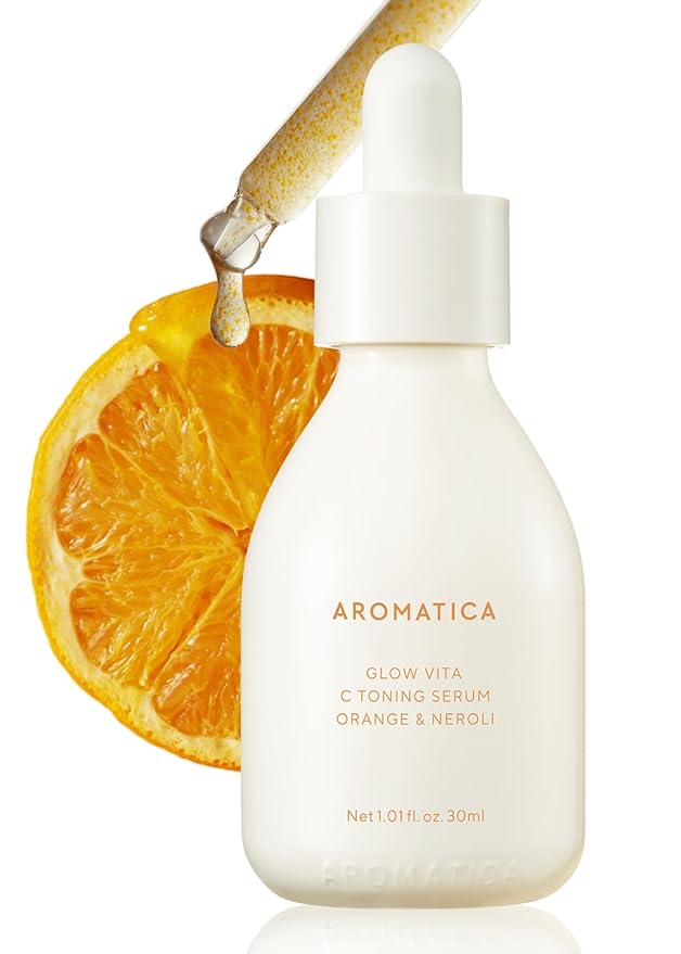 AROMATICA Glow Vita C Toning Serum Orange & Neroli 30ml/1.01 fl. oz - Orange Vitamin C Serum for Face with Hyaluronic Acid For Sensitive Skin-GlimoraGlow