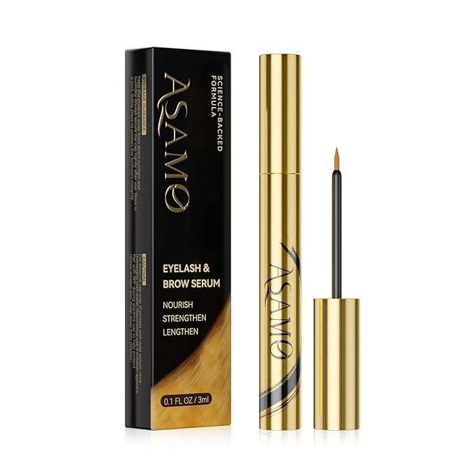 Eyelash & Eyebrow Growth Serum – 15 Plant Extracts for Longer, Denser & Fuller Lashes & Brows, Boosts Natural Hair Development,eyelash serum,Hypoallergenic Oil-Free,lash growth serum (Golden Yellow)-GlimoraGlow