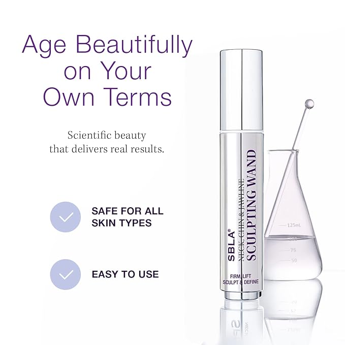 SBLA Beauty - Neck, Chin & Jawline Sculpting Wand 0.7 Fl Oz / 20mL - Lifts & Firms the Neck, Chin, Jawline & Decollete - Reduces Lines & Wrinkles - Smooths, Tightens Sagging Skin - Evens Out Skin Tone-GlimoraGlow