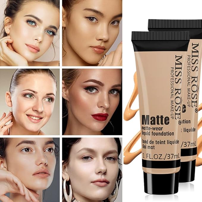 2 Pack Liquid Foundation Cream for Face Makeup,Durable Full Coverage Matte Concealer Make Up,Oil Control & Waterproof Base Primer -1+1 Fl.Oz (BEIGE 7#)-GlimoraGlow
