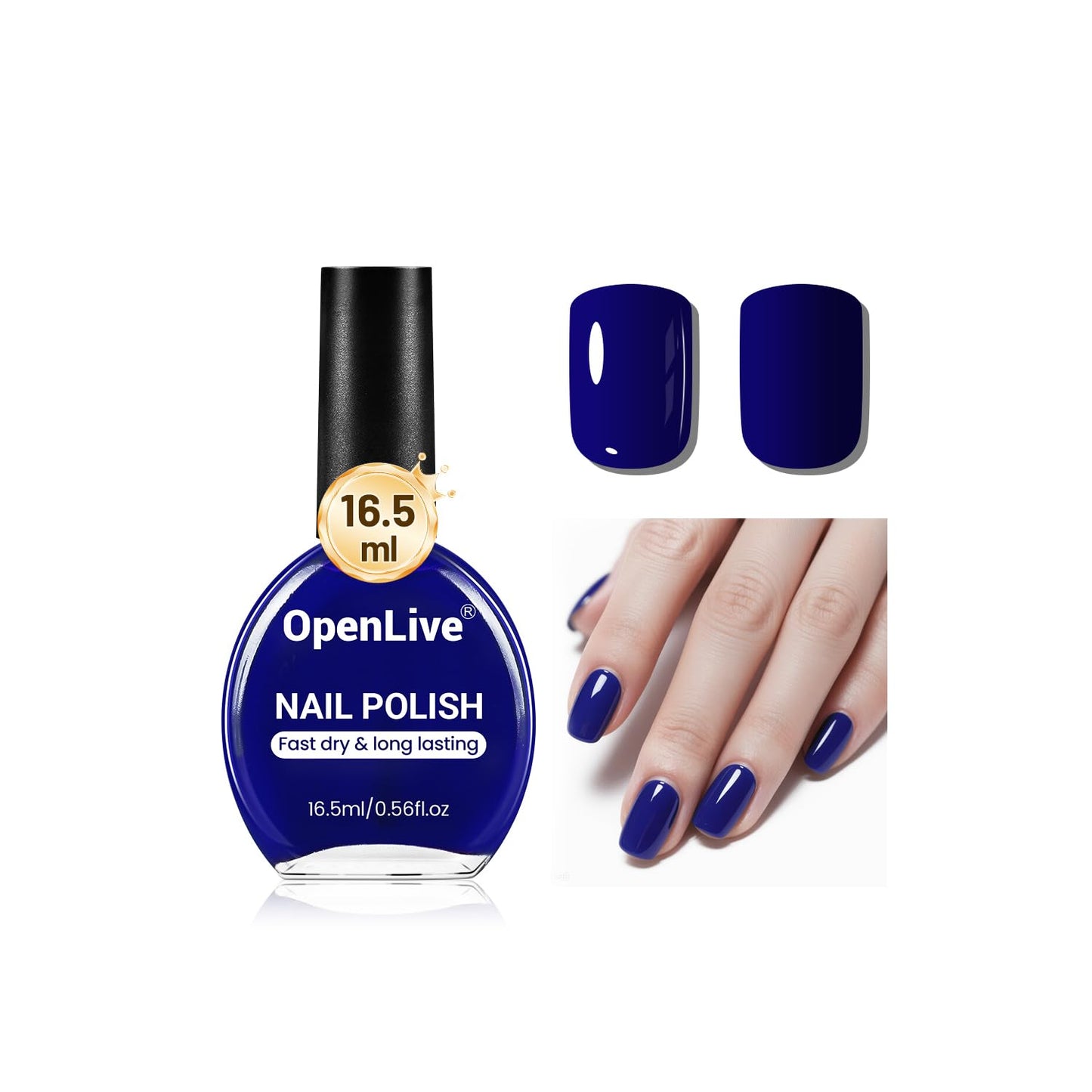 16.5ml Dark Blue Nail Polish Large Volume Quick Dry Nail Polish, Long Lasting Shine, Fingernail Toenail Nail Art DIY Home Travel Nail Art Gift-GlimoraGlow