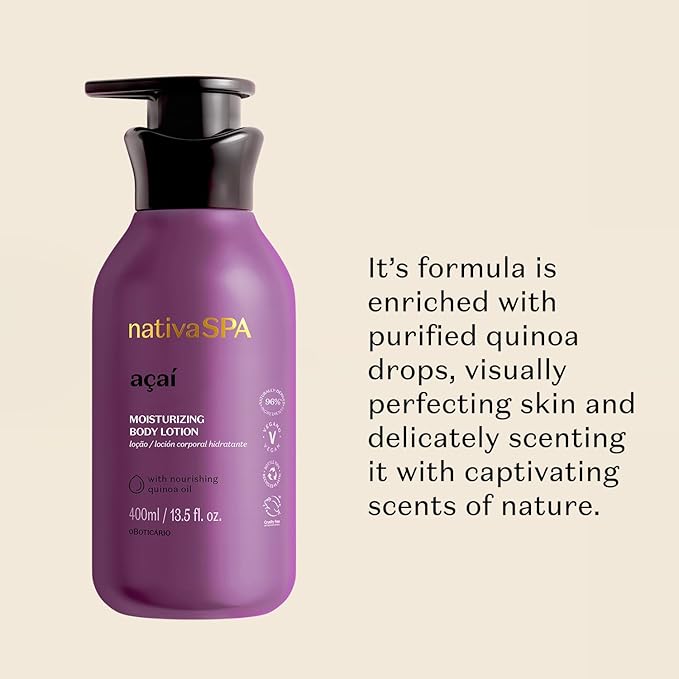 Nativa SPA by O Boticário, Açaí Moisturizing Body Lotion | Long-Lasting Hydration and Lightweight, Fragranced Moisturizer, 13.5 Ounce-GlimoraGlow
