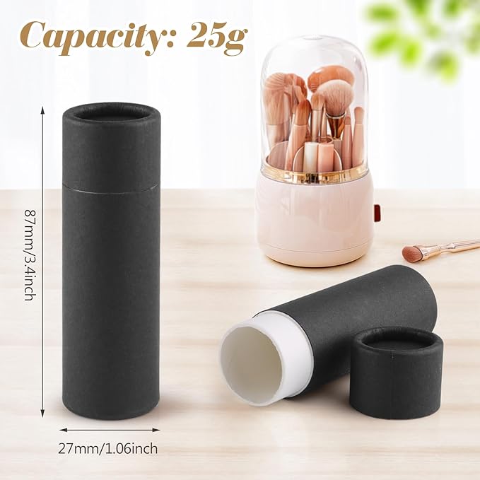 10 Pcs 25g Paperboard Lip Balm Tubes Refillable Krafts Paper Lipstick Tube Round Cardboard Empty Lip Gloss Container Holder Tubes for DIY Chapstick Salve Cosmetic Lotion Solid Perfume - Black-GlimoraGlow