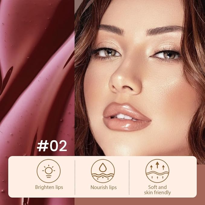 2 Pcs Matte Liquid Lip Stain Peel Off Lip Liner, Long Lasting Lip Tattoo, Waterproof & Transfer-Proof Lip Liner Peel Off Lip Gloss for All Skin Types. 0.12 fl oz #02+#03-GlimoraGlow