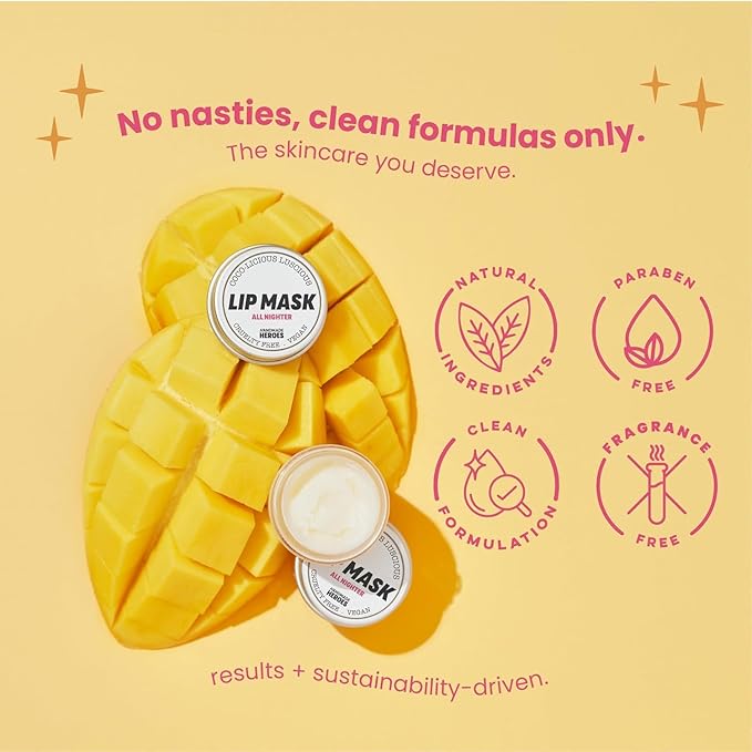 100% Natural Lip Butter Sleeping Lip Mask, Overnight Lip Moisturizer and Conditioner for Dry Lips. Intensive Lip Balm and Lip Therapy Skin Care with Mango butter (Original All Nighter)-GlimoraGlow