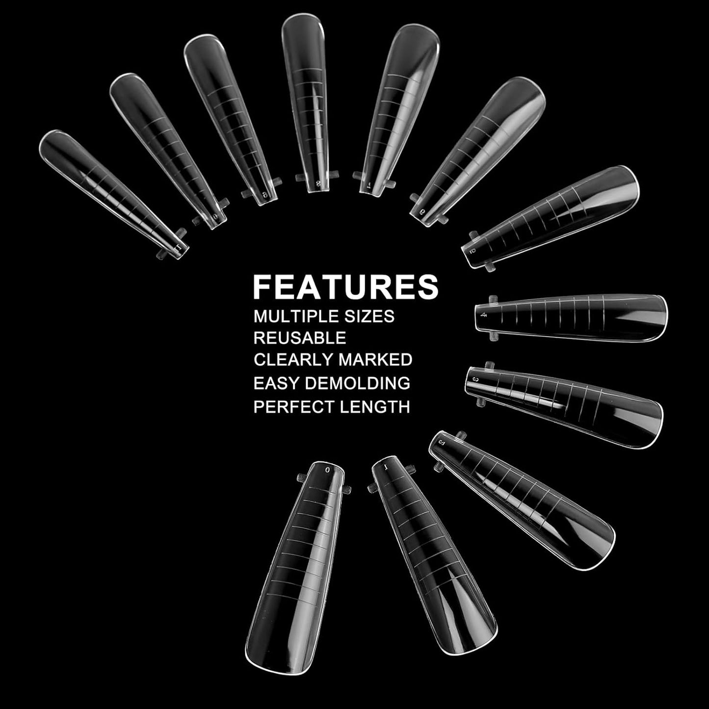 120Pcs Clear Dual Nail Forms,Long Ballet Extension Poly Nail Gel Nail Forms Full Cover Nail Molds 12 Sizes for Solid Nail Gel Glue Nail Art Design Salon&DIY(Extra Long Ballet)-GlimoraGlow