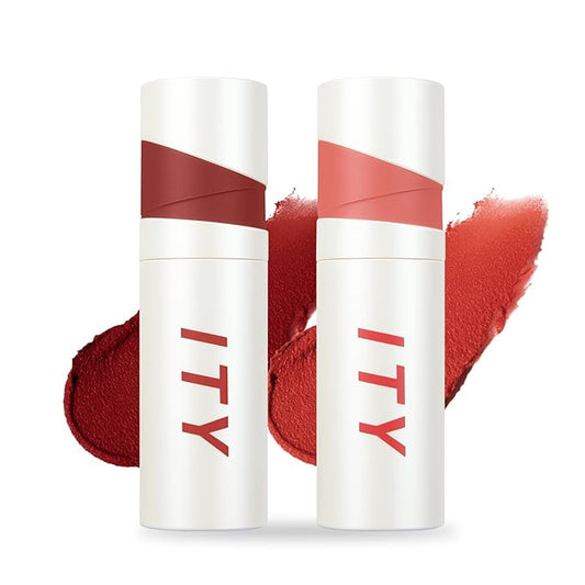 ITY Velvet Matte Finish Lip Stain-Mousse Textured Lip Clay, Conceals Lip Lines, Rich Pigment Lip Tint Lipsticks,2 Pack, 0.14 oz (4g) in Ruby, Radiance-GlimoraGlow