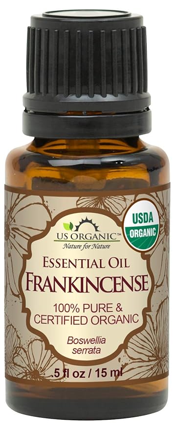 US Organic 100% Pure Frankincense Essential Oil, USDA Certified Organic, Steam Distilled, Boswellia serrata, Sourced from India, Topically or in Diffuser, Perfect for Aging or All Skin Type (15 ml)-GlimoraGlow