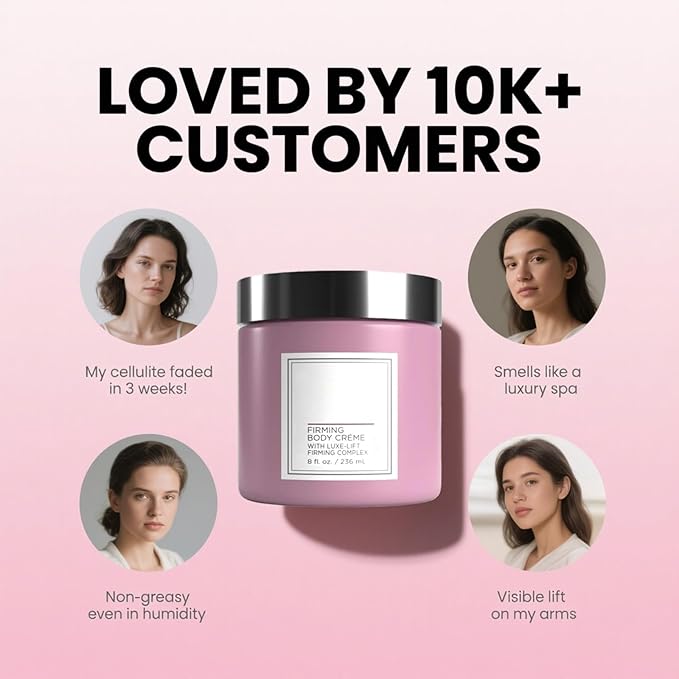 Champagne Lift Body Creme, Champagne Lift Hydrating Firming Body Cream for Crepey Skin, Targets Dry & Sagging Skin on Arms, Legs | Powered by Pink Pepperslim & Luxe-Lift Firming Complex - 8 oz.-GlimoraGlow